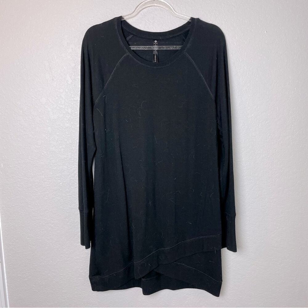 90 DEGREE Crossover Front Black Long Sleeve Sweatshirt-Like Women's Top Size XL